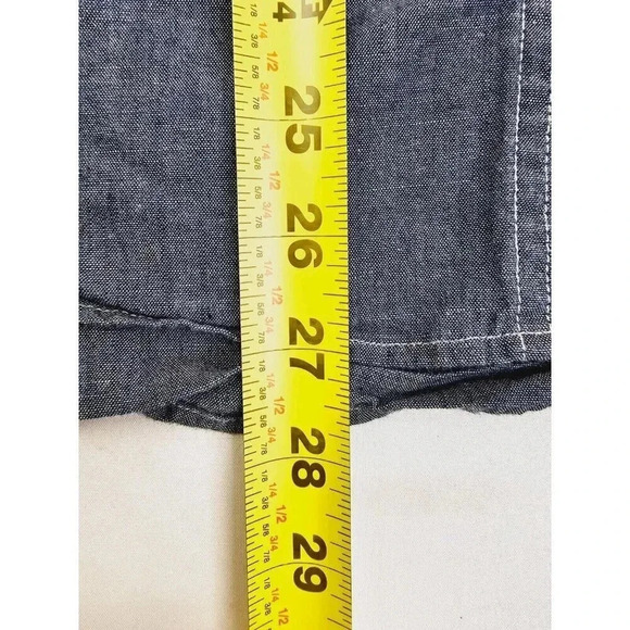 Uniqlo Size Small Women's Charcoal Blue Denim Style Long Sleeve Cotton Shirt - Picture 8 of 9
